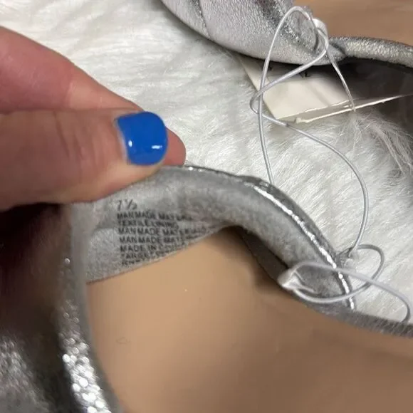 a new day Silver Lilah Puffy Slide Heels Women’s Shoe Open Toe Block Heel - Picture 8 of 8